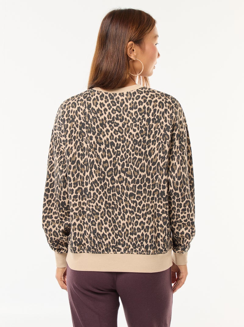 Sudadera de cuello redondo con estampado Beige - Kiabi