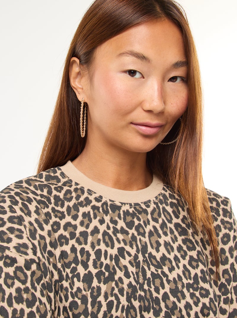 Sudadera de cuello redondo con estampado Beige - Kiabi