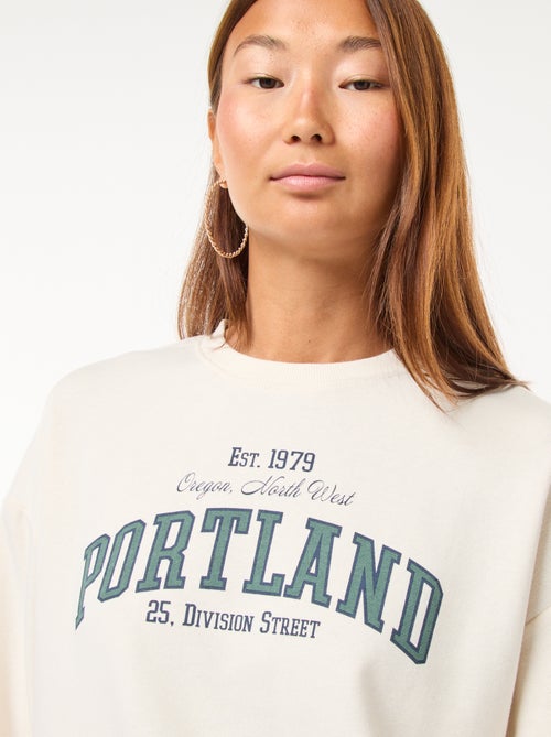 Sudadera de cuello redondo con estampado - Kiabi