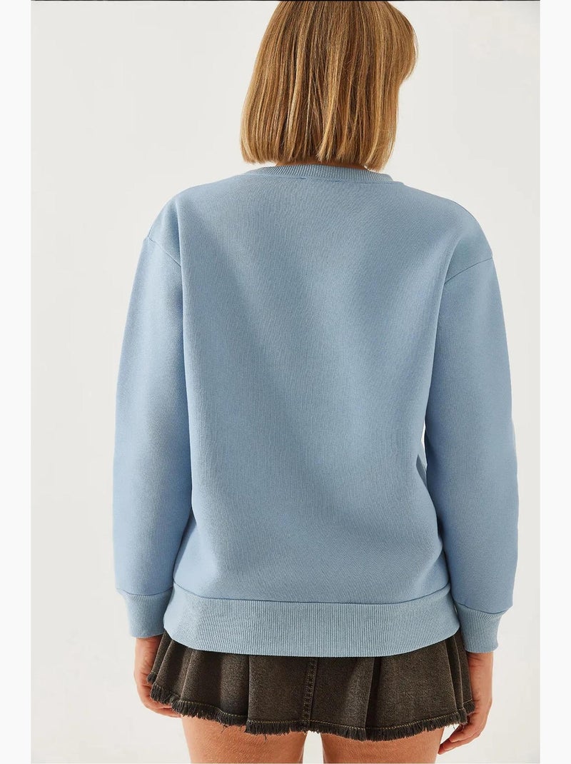 Sudadera de cuello redondo con estampado de corazón lucci Azul cielo - Kiabi