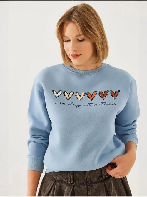 Sudadera de cuello redondo con estampado de corazón lucci - Kiabi