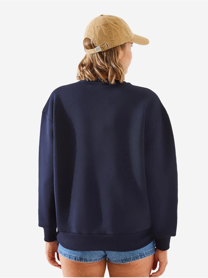 Sudadera de cuello redondo con estampado de corazón lucci Azul marino - Kiabi