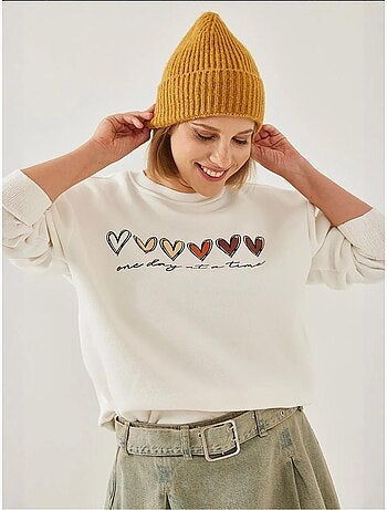 Sudadera de cuello redondo con estampado de corazón lucci