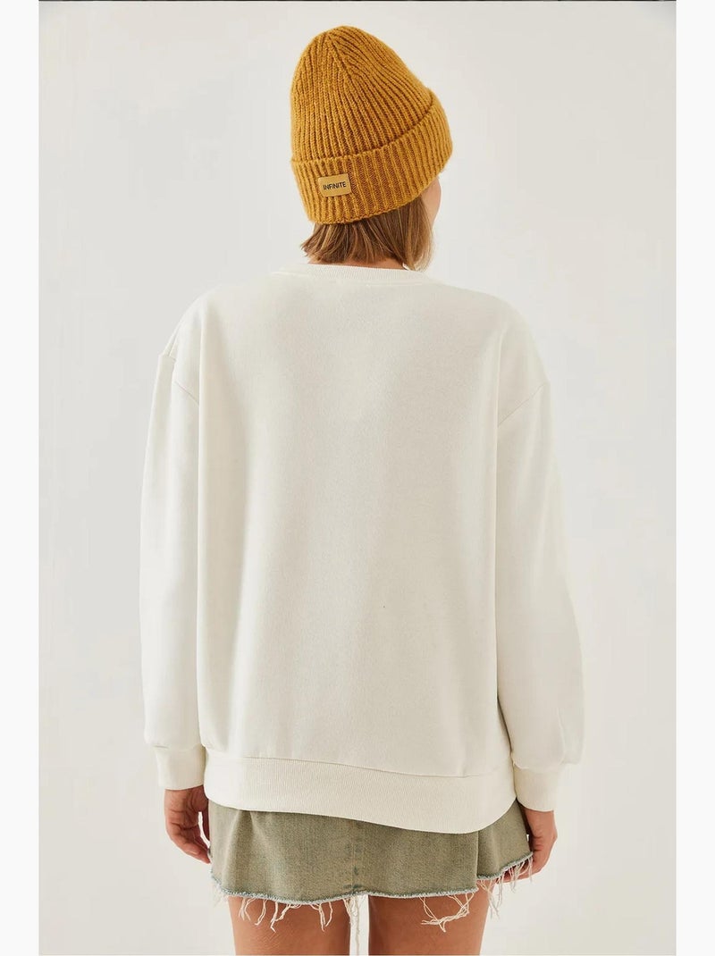 Sudadera de cuello redondo con estampado de corazón lucci Blanco - Kiabi