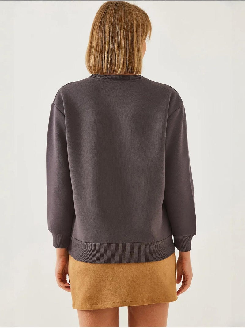 Sudadera de cuello redondo con estampado de corazón lucci Gris negro - Kiabi
