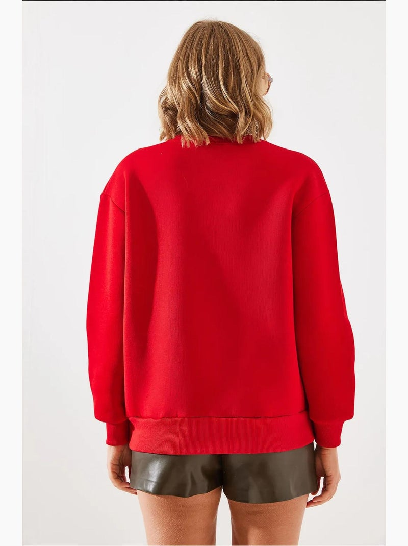 Sudadera de cuello redondo con estampado de corazón lucci Rojo - Kiabi