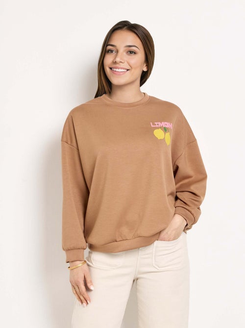 Sudadera de cuello redondo con estampado de limones de punto suave - AFIBEL - Kiabi