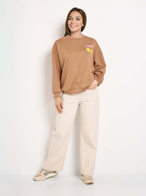 Sudadera de cuello redondo con estampado de limones de punto suave - AFIBEL - Kiabi