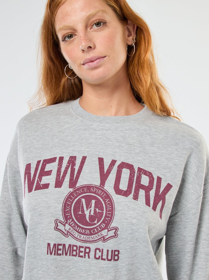 Sudadera de cuello redondo con estampado Gris - Kiabi
