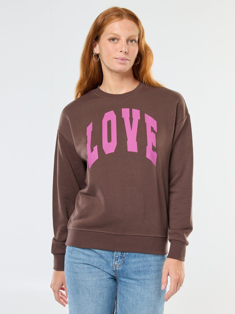 Sudadera de cuello redondo con estampado Marron - Kiabi