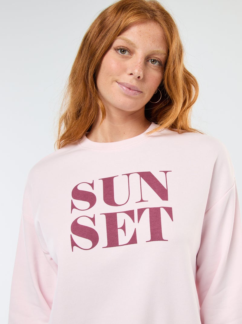 Sudadera de cuello redondo con estampado Rosa - Kiabi