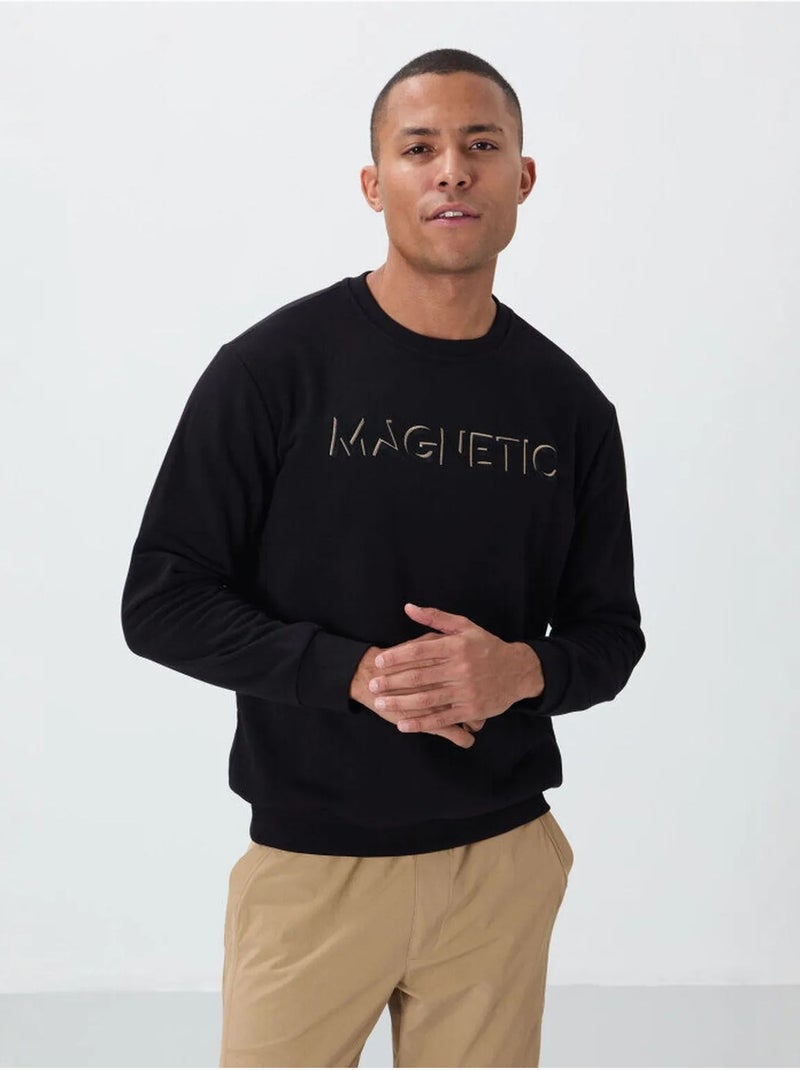 Sudadera de cuello redondo con estampado tommy Negro - Kiabi