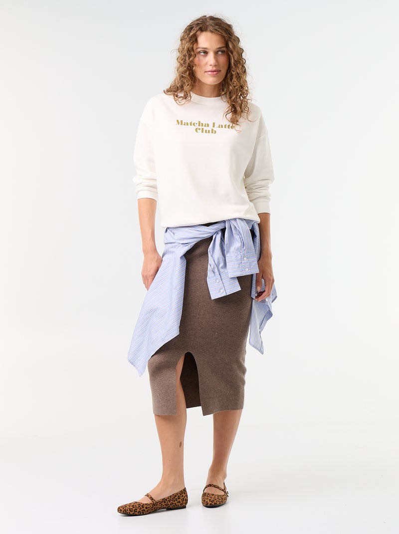 Sudadera de cuello redondo con inscripción delantera Blanco - Kiabi