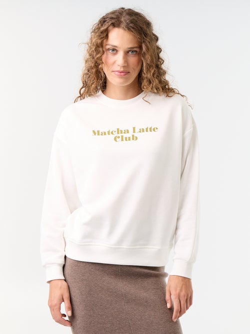 Sudadera de cuello redondo con inscripción delantera - Kiabi Sudadera de cuello redondo con inscripción delantera - Kiabi