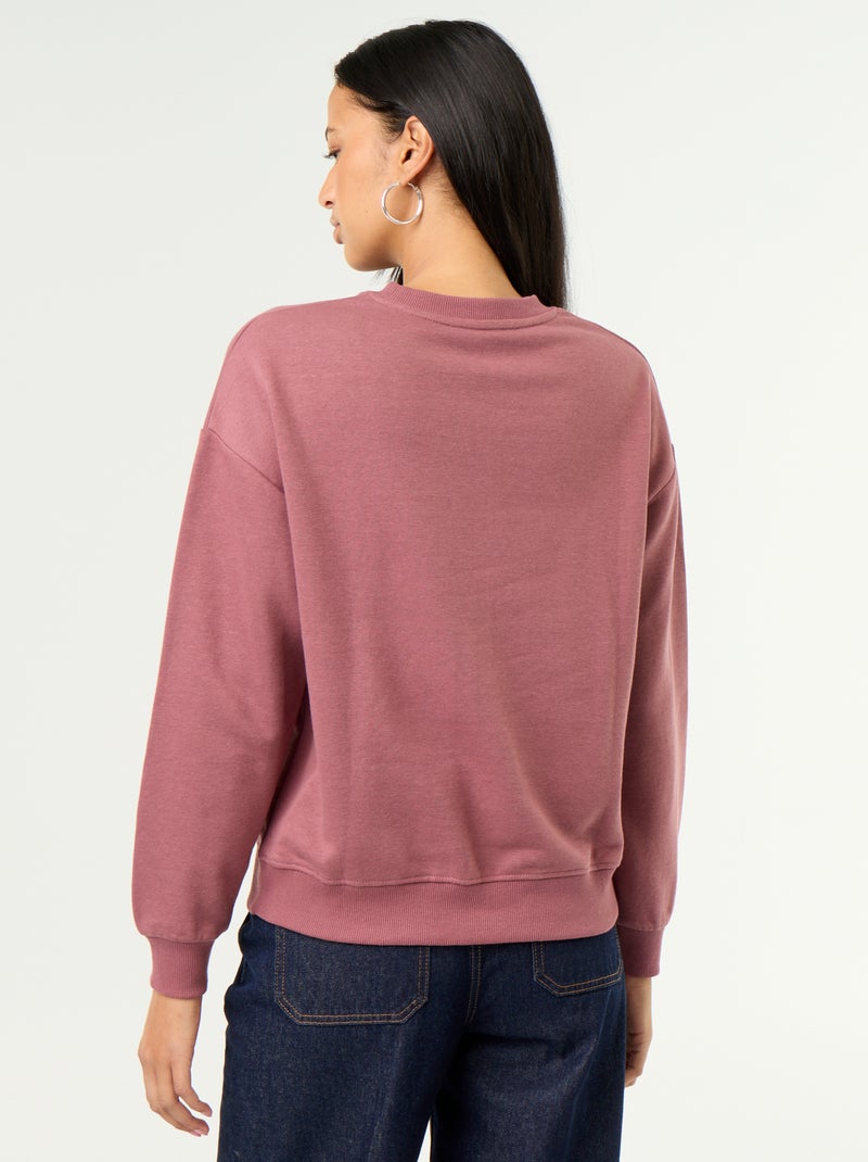 Sudadera de cuello redondo con inscripción delantera Rosa - Kiabi