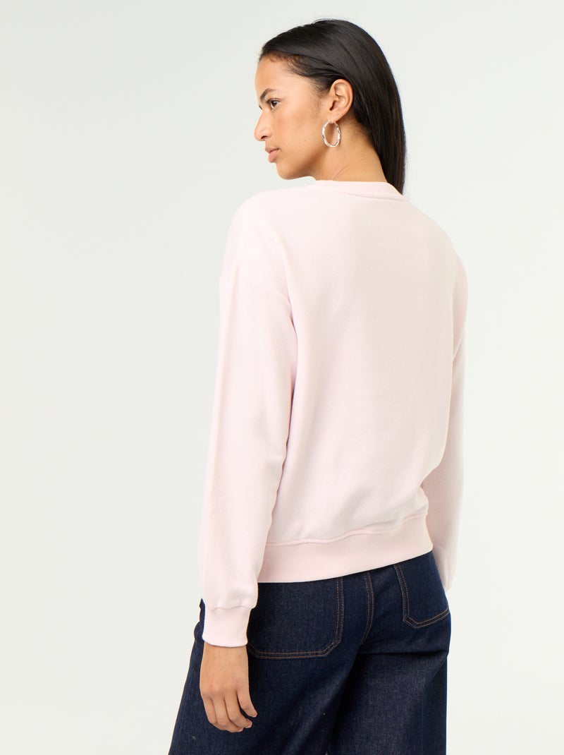 Sudadera de cuello redondo con inscripción delantera Rosa - Kiabi