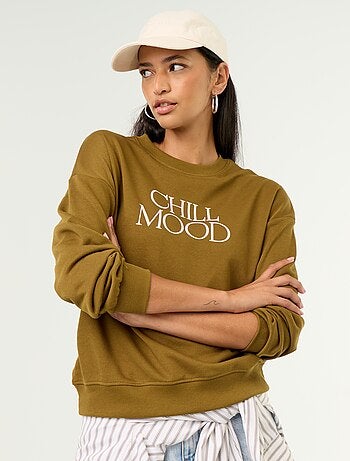 Sudadera de cuello redondo con inscripción delantera