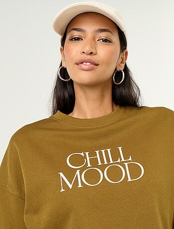 Sudadera de cuello redondo con inscripción delantera