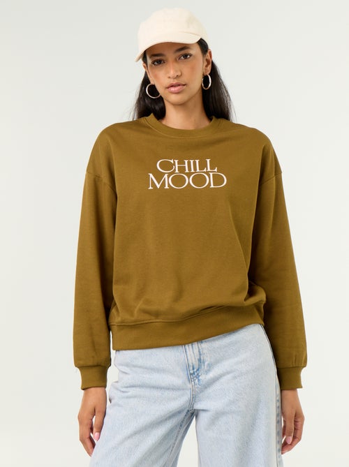 Sudadera de cuello redondo con inscripción delantera - Kiabi Sudadera de cuello redondo con inscripción delantera - Kiabi