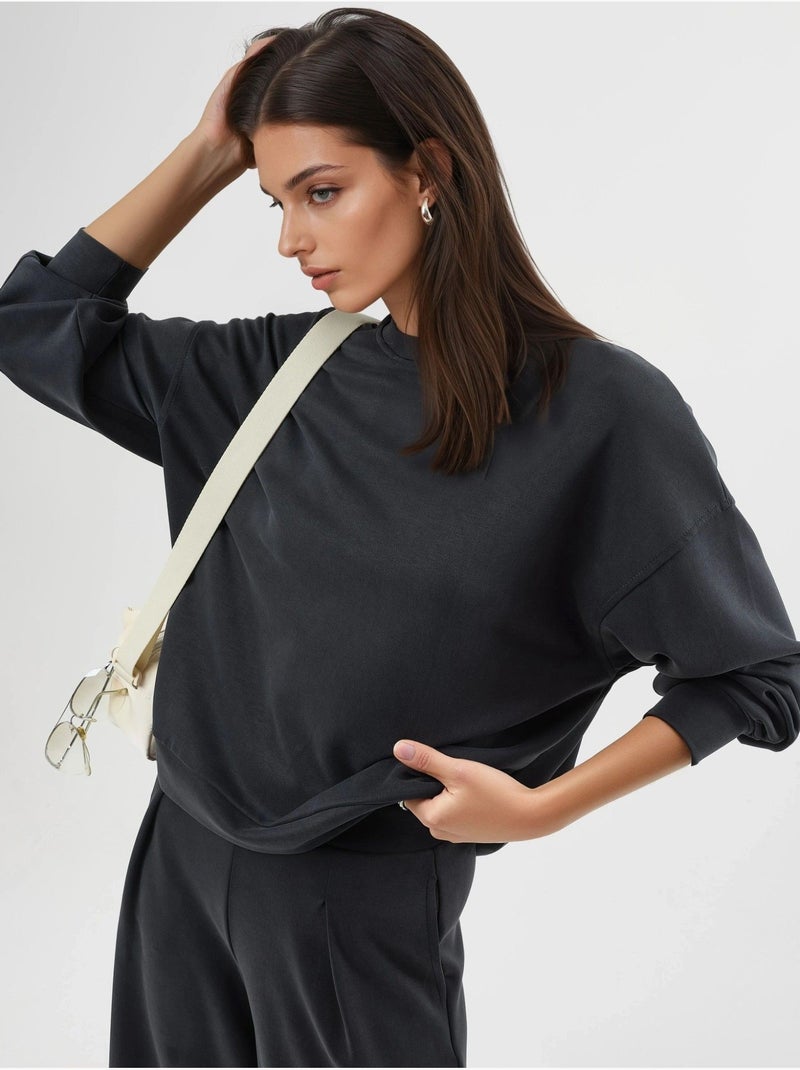 Sudadera de cuello redondo de corte relajado busem Gris negro - Kiabi