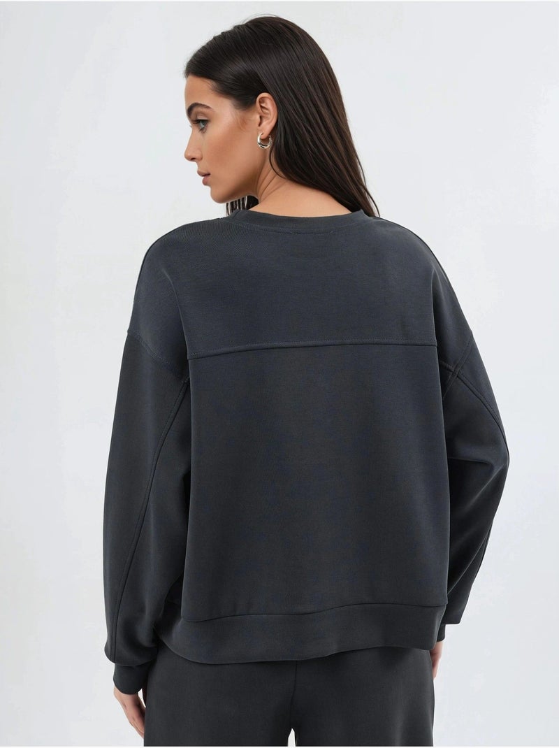 Sudadera de cuello redondo de corte relajado busem Gris negro - Kiabi
