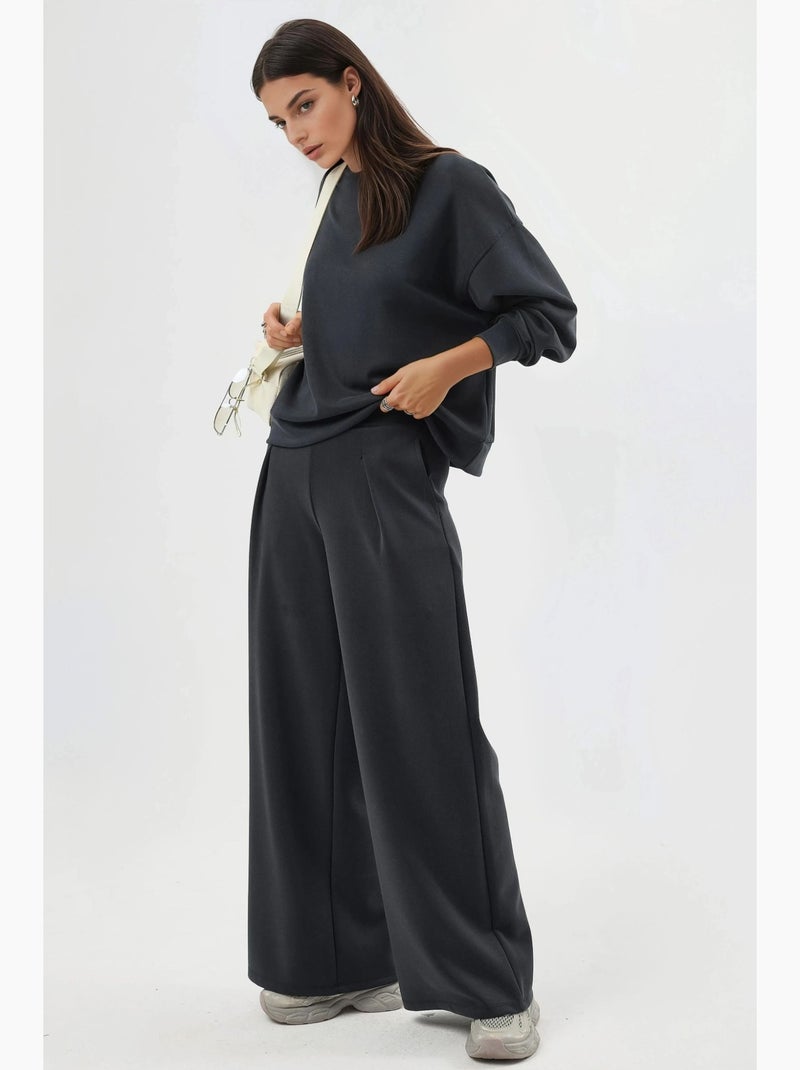 Sudadera de cuello redondo de corte relajado busem Gris negro - Kiabi