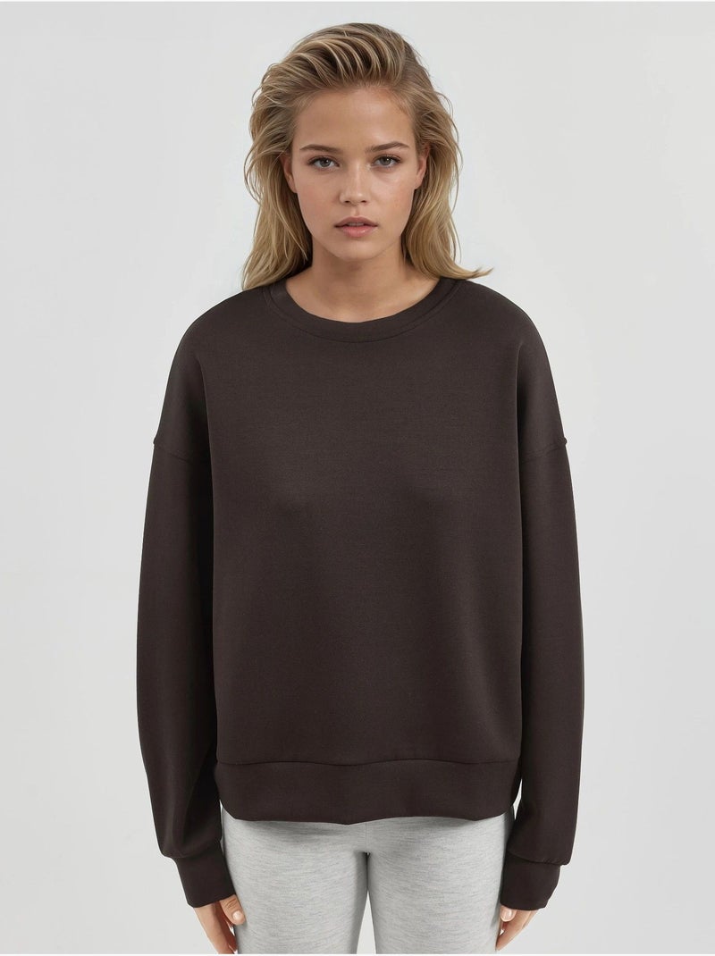 Sudadera de cuello redondo de corte relajado busem Marrón oscuro - Kiabi
