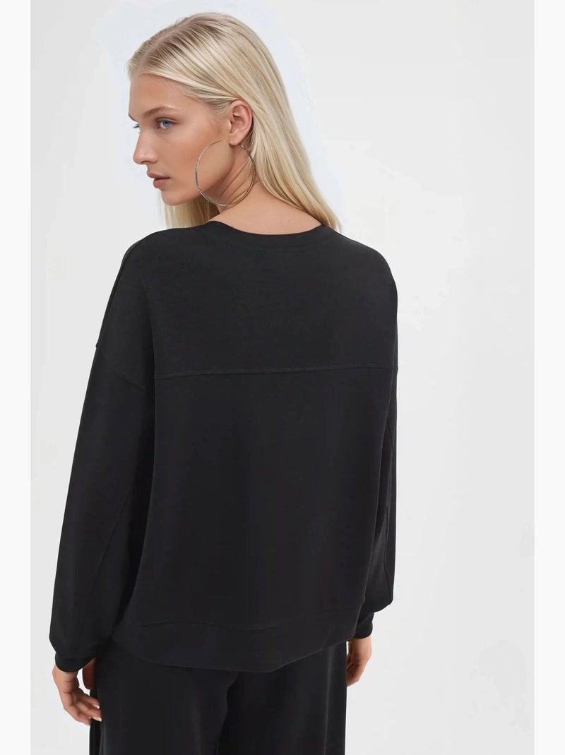 Sudadera de cuello redondo de corte relajado busem Negro - Kiabi