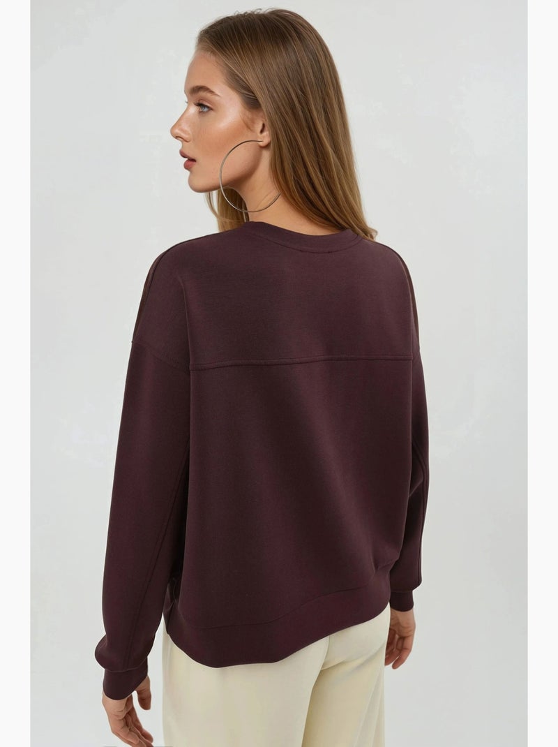 Sudadera de cuello redondo de corte relajado busem Rojo burdeos - Kiabi