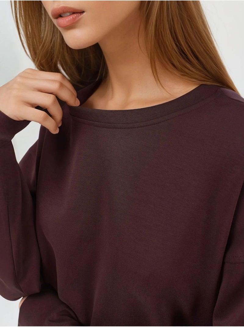 Sudadera de cuello redondo de corte relajado busem Rojo burdeos - Kiabi