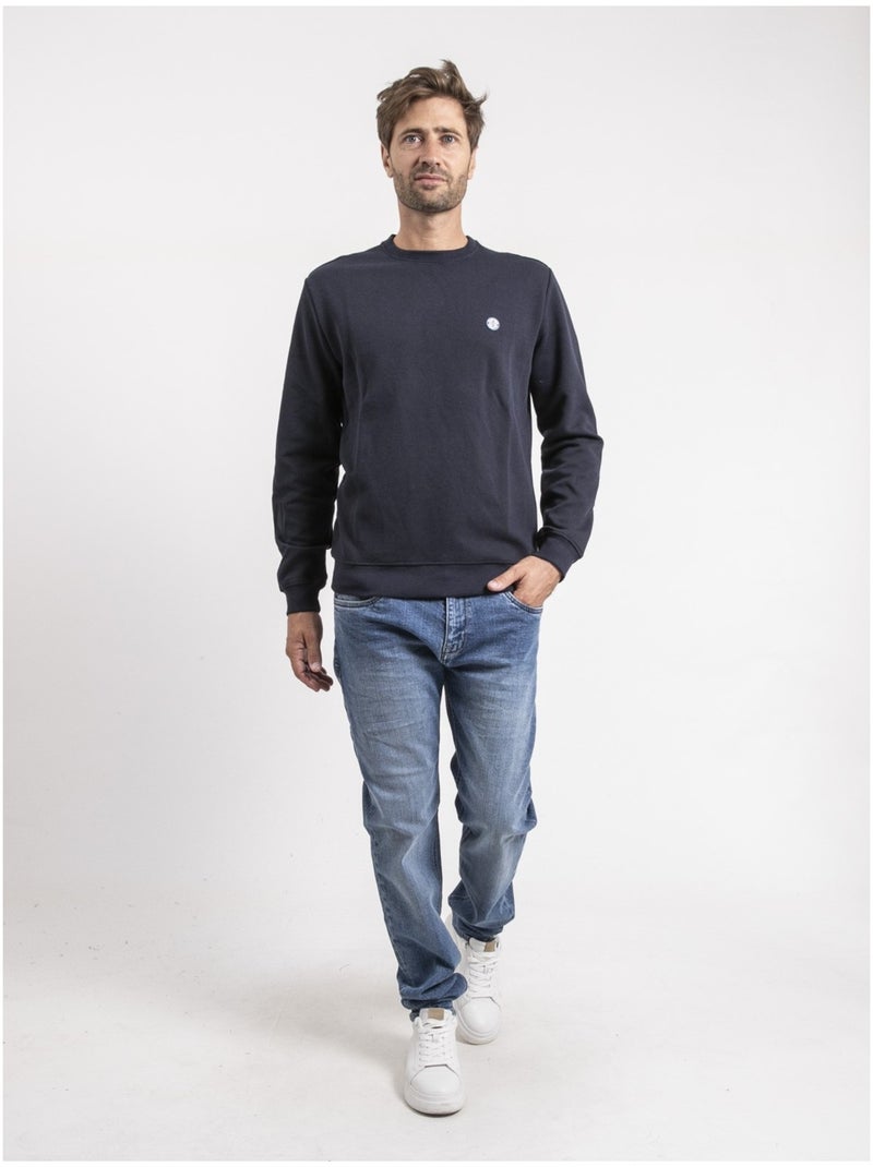 Sudadera de cuello redondo de puro algodón WIDALGO Azul marino - Kiabi