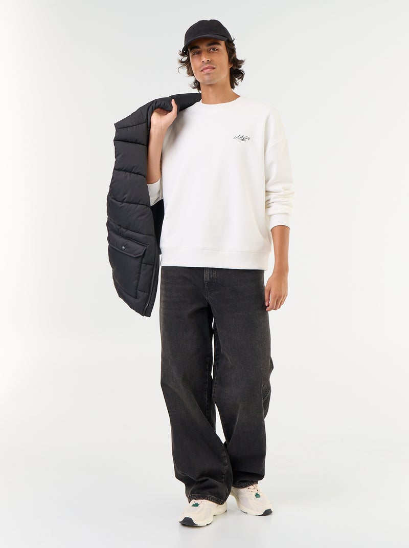 Sudadera de cuello redondo de tejido piqué Blanco - Kiabi