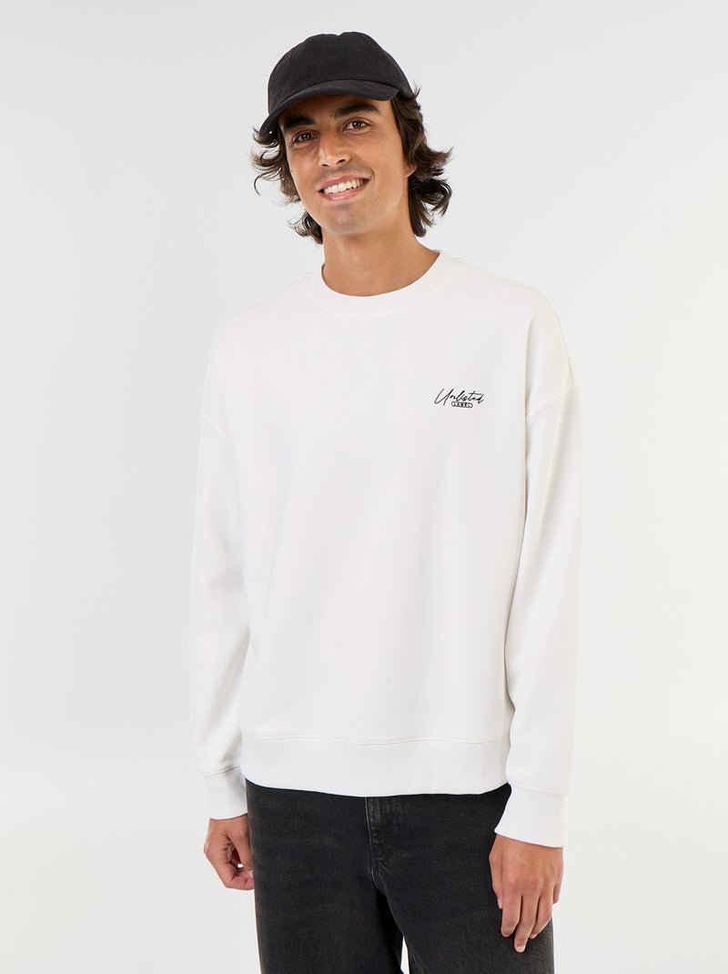 Sudadera de cuello redondo de tejido piqué Blanco - Kiabi