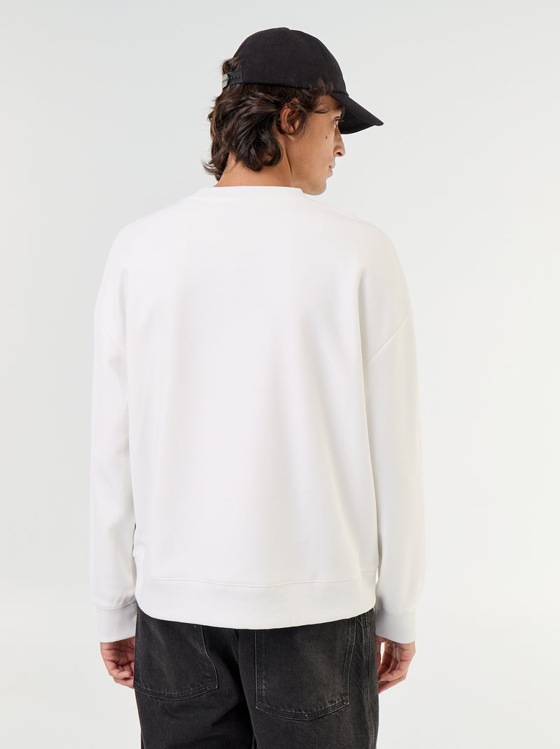 Sudadera de cuello redondo de tejido piqué Blanco - Kiabi