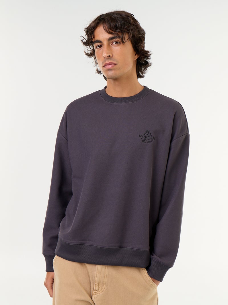Sudadera de cuello redondo de tejido piqué Gris - Kiabi