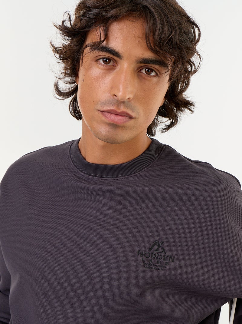 Sudadera de cuello redondo de tejido piqué Gris - Kiabi