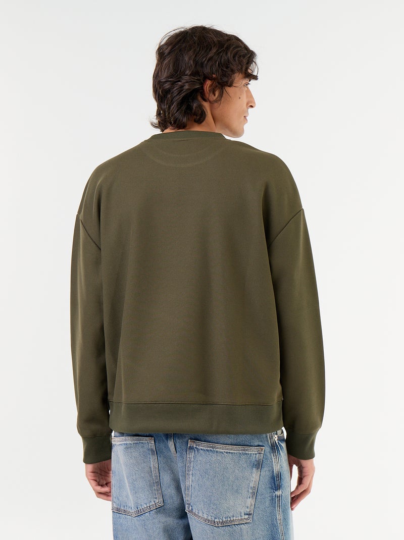 Sudadera de cuello redondo de tejido piqué Kaki - Kiabi