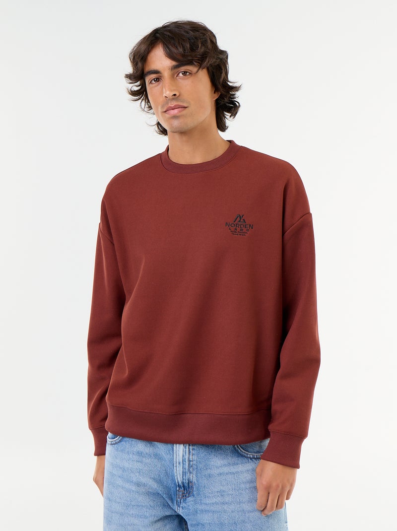 Sudadera de cuello redondo de tejido piqué Marron - Kiabi