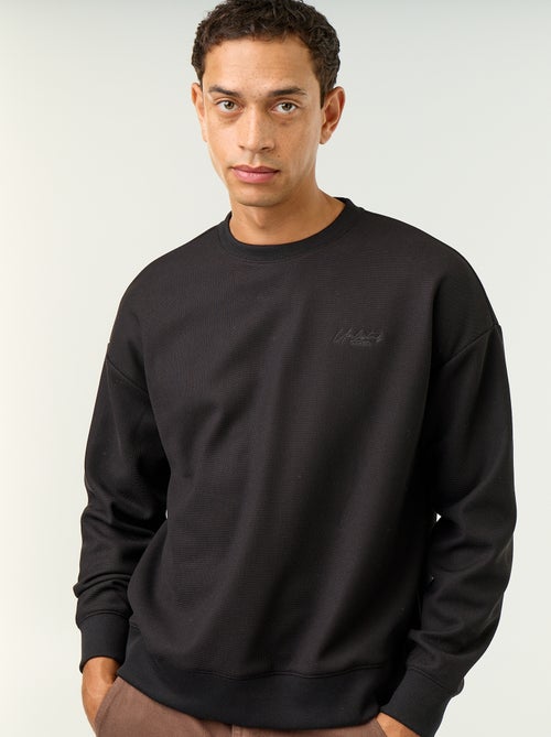 Sudadera de cuello redondo de tejido piqué - Kiabi Sudadera de cuello redondo de tejido piqué - Kiabi