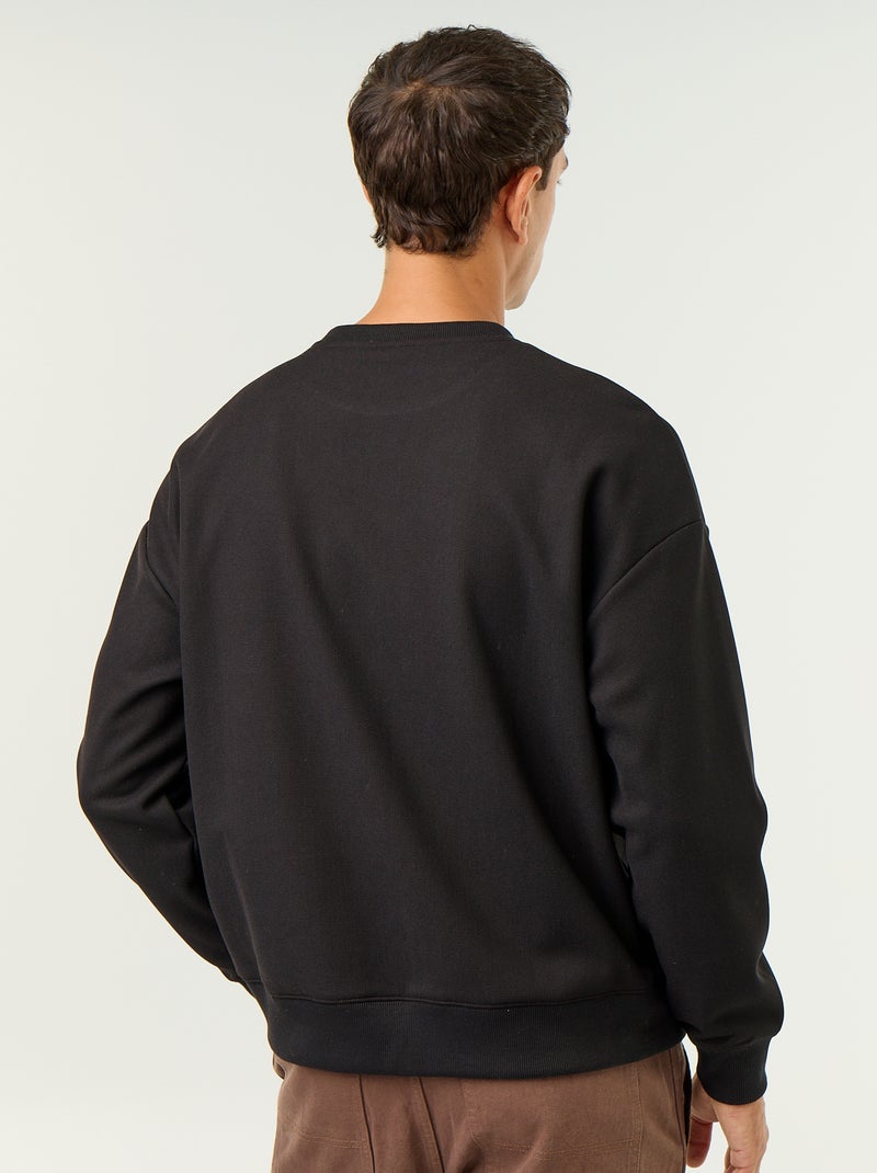 Sudadera de cuello redondo de tejido piqué Negro - Kiabi