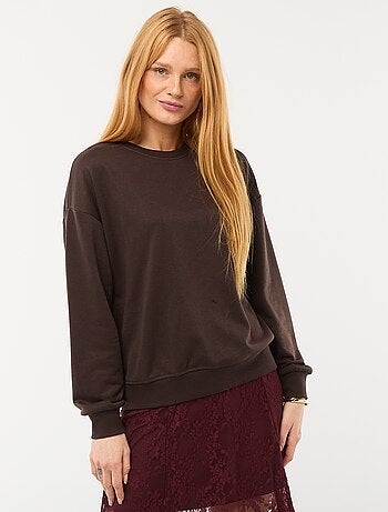 Sudadera de cuello redondo en felpa francesa lisa