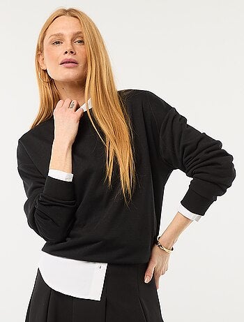 Sudadera de cuello redondo en felpa liso