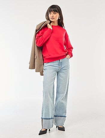 Sudadera de cuello redondo en felpa lisa