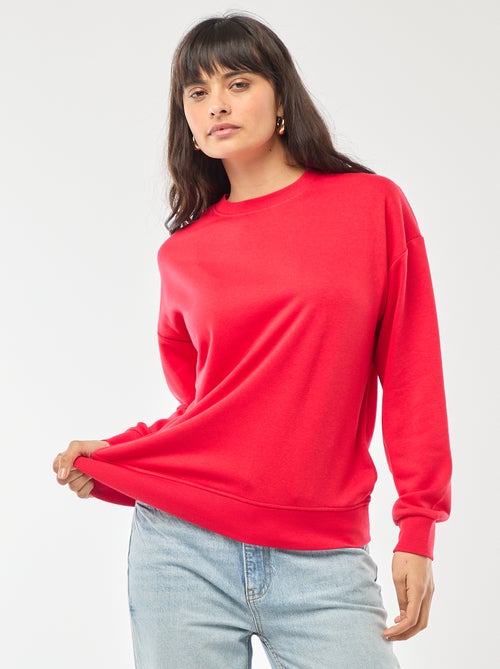 Sudadera de cuello redondo en felpa lisa - Kiabi