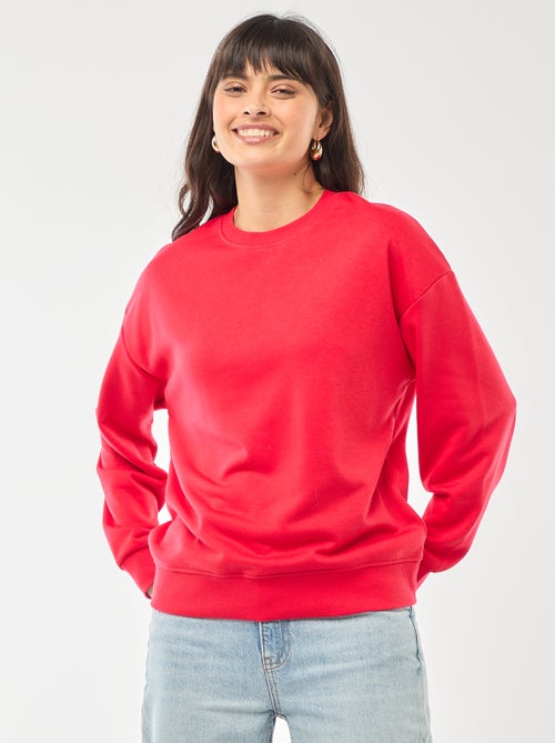 Sudadera de cuello redondo en felpa lisa - Kiabi