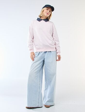 Sudadera de cuello redondo en felpa liso