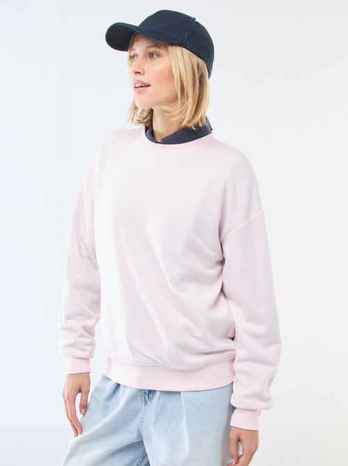 Sudadera de cuello redondo en felpa lisa - Kiabi