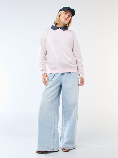 Sudadera de cuello redondo en felpa lisa - Kiabi