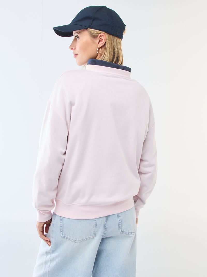 Sudadera de cuello redondo en felpa lisa Rosa - Kiabi