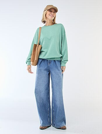 Sudadera de cuello redondo en felpa liso